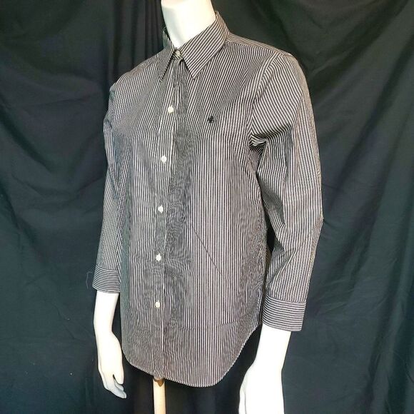 Lauren Ralph Lauren Tops - Lauren Gray & White Striped Button Down Shirt (XS)